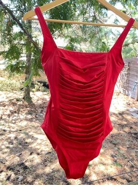 Calvin Klein Vibrant Red Ruched One-Piece